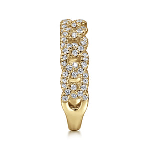 14K Yellow Gold Chain Link Stackable Diamond Ring