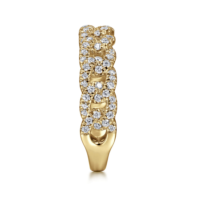 14K Yellow Gold Chain Link Stackable Diamond Ring - 0.45 ct - Shot 4