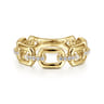 14K Yellow Gold Chain Link Stackable Ring Band with Diamond Connectors - 0.1 ct