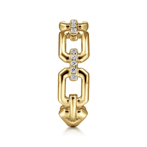 14K Yellow Gold Chain Link Stackable Ring Band with Diamond Connectors