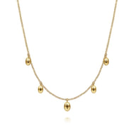 14K Yellow Gold Chain Necklace with Bujukan Bead Drops