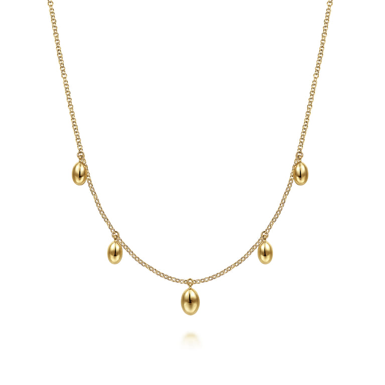 14K Yellow Gold Chain Necklace with Bujukan Bead Drops - Shot 1