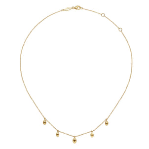 14K Yellow Gold Chain Necklace with Bujukan Bead Drops