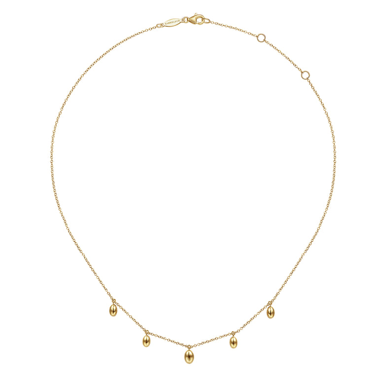14K Yellow Gold Chain Necklace with Bujukan Bead Drops - Shot 2