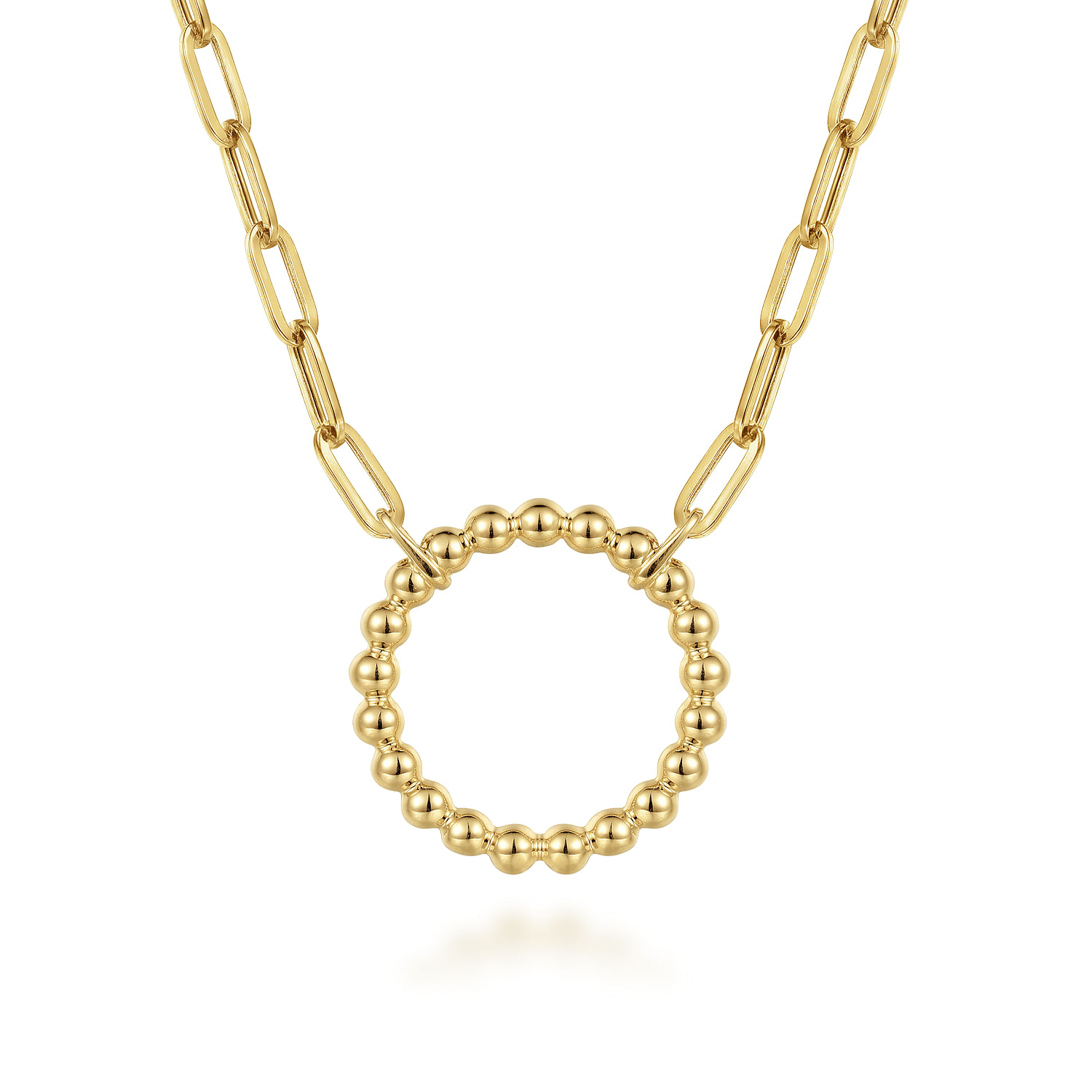 14K Yellow Gold Chain Necklace with Bujukan Circle
