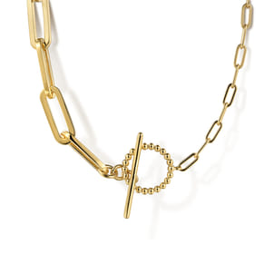 14K Yellow Gold Chain Necklace with Bujukan Toggle