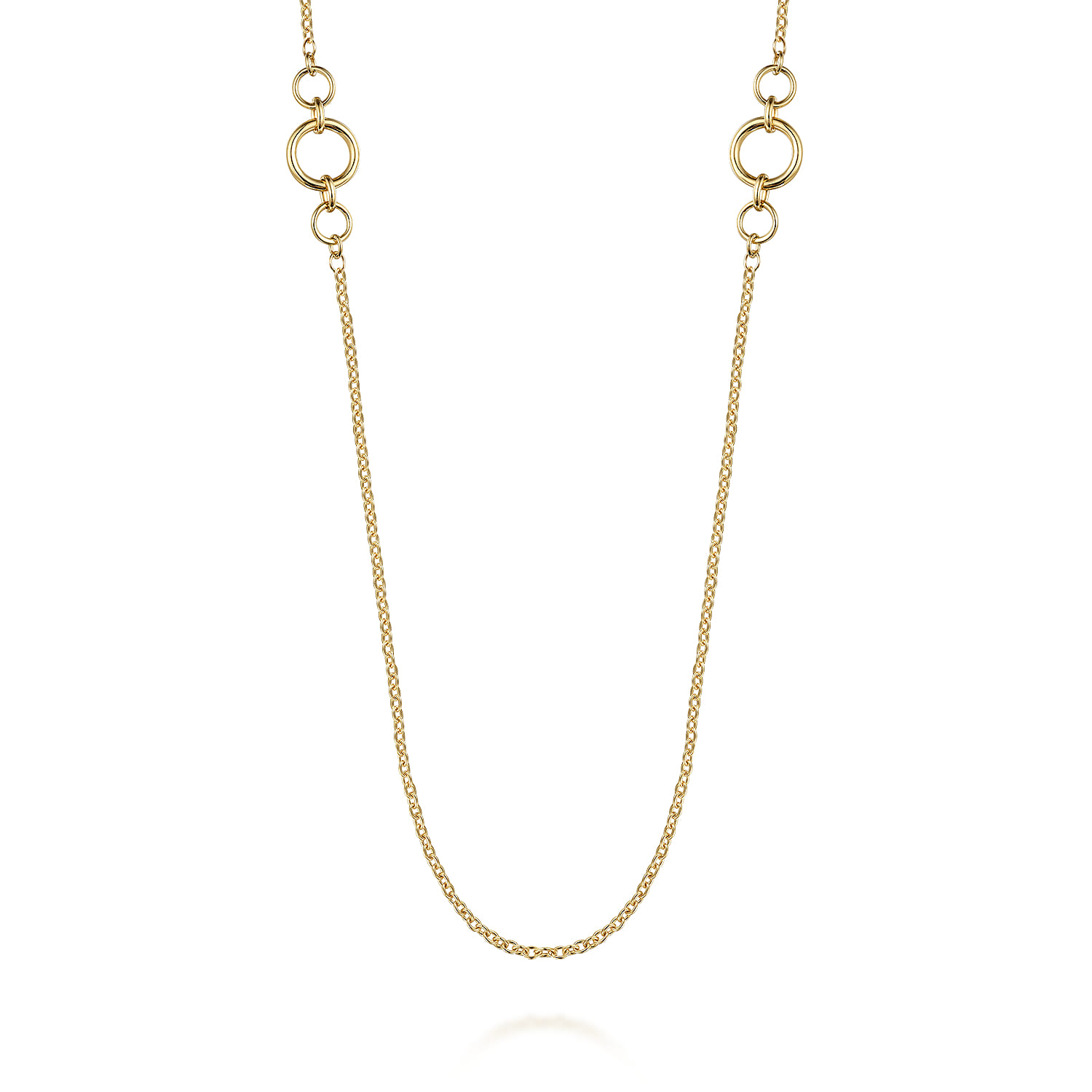 14K Yellow Gold Chain Necklace with Circle Stations - Shot 1