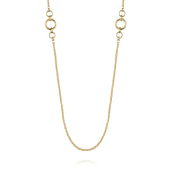 14K Yellow Gold Chain Necklace with Circle Stations