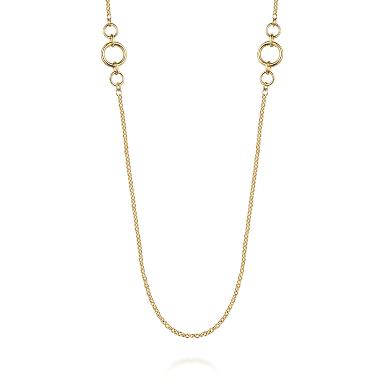 14K Yellow Gold Chain Necklace with Circle Stations - Shot 1