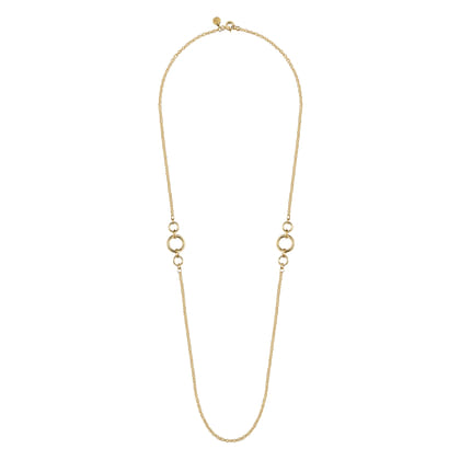 14K Yellow Gold Chain Necklace with Circle Stations