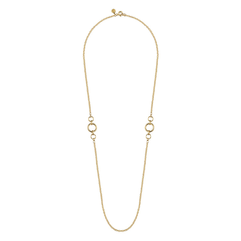 14K Yellow Gold Chain Necklace with Circle Stations - Shot 2