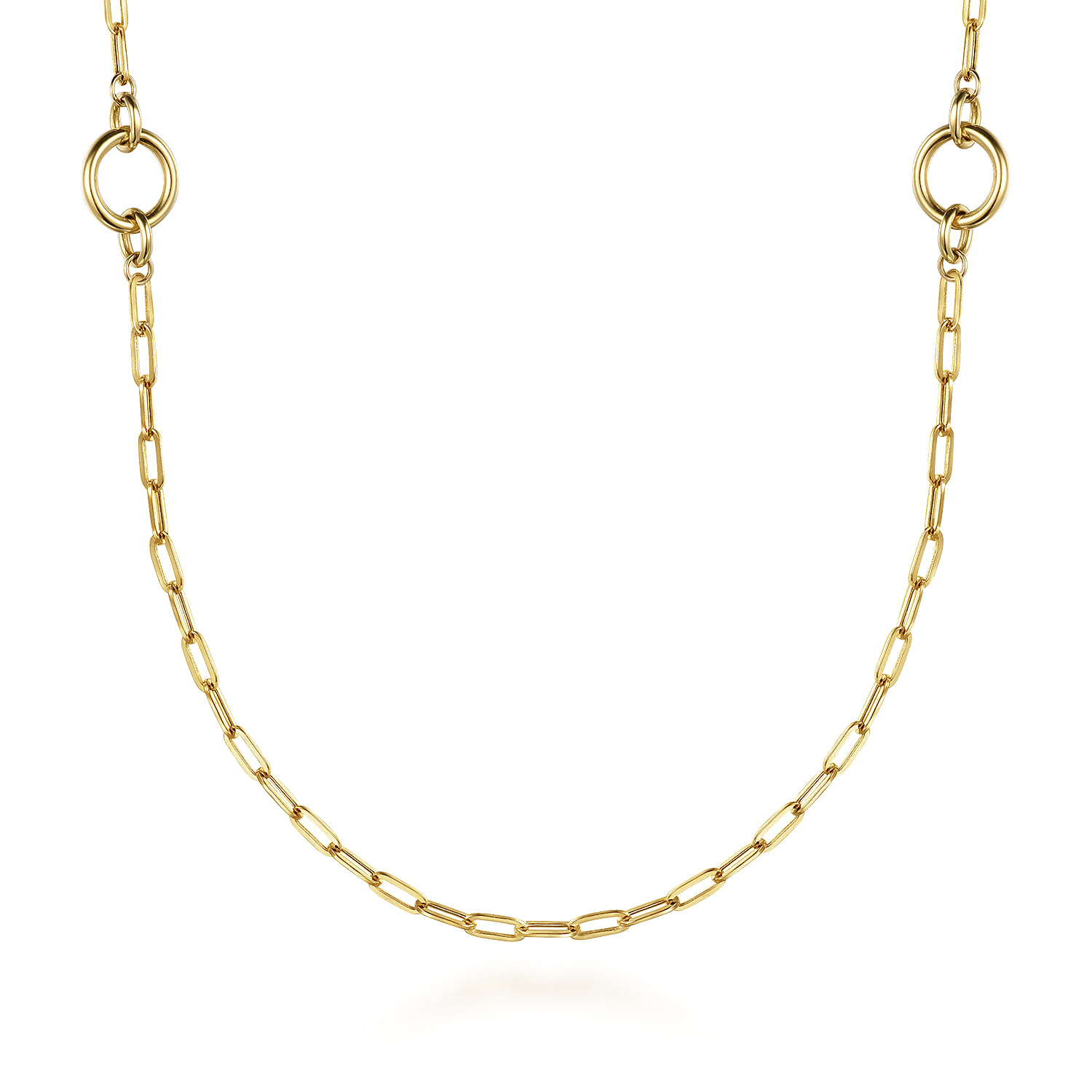 14K Yellow Gold Chain Necklace with Circle Stations