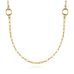 14K Yellow Gold Chain Necklace with Circle Stations
