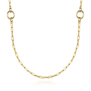 14K Yellow Gold Chain Necklace with Circle Stations