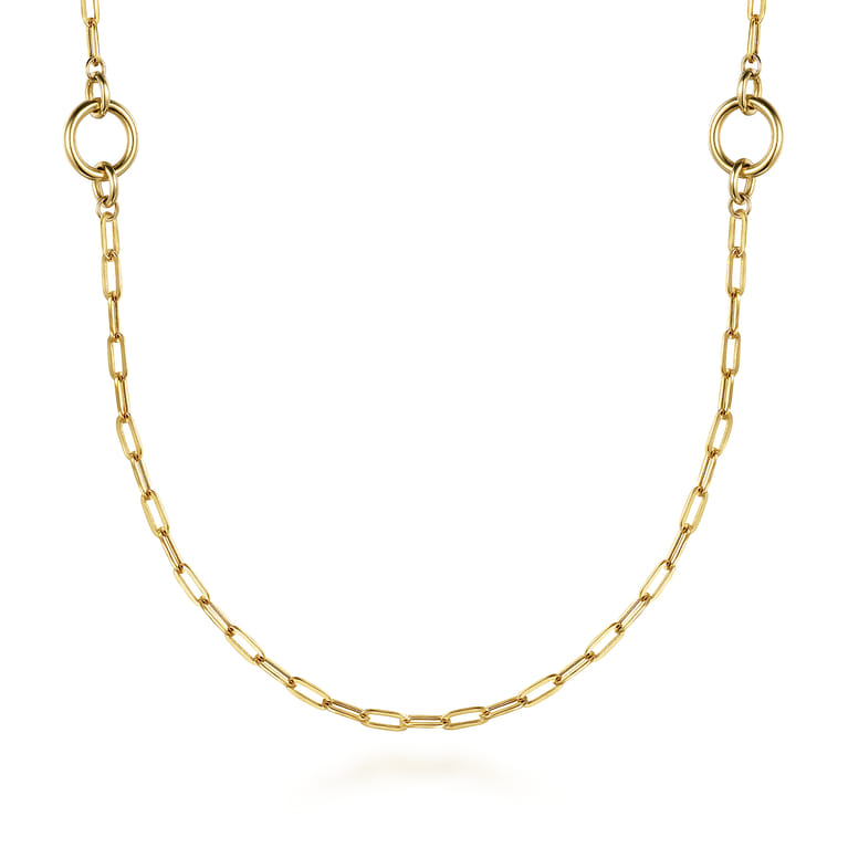 14K Yellow Gold Chain Necklace with Circle Stations - Shot 1