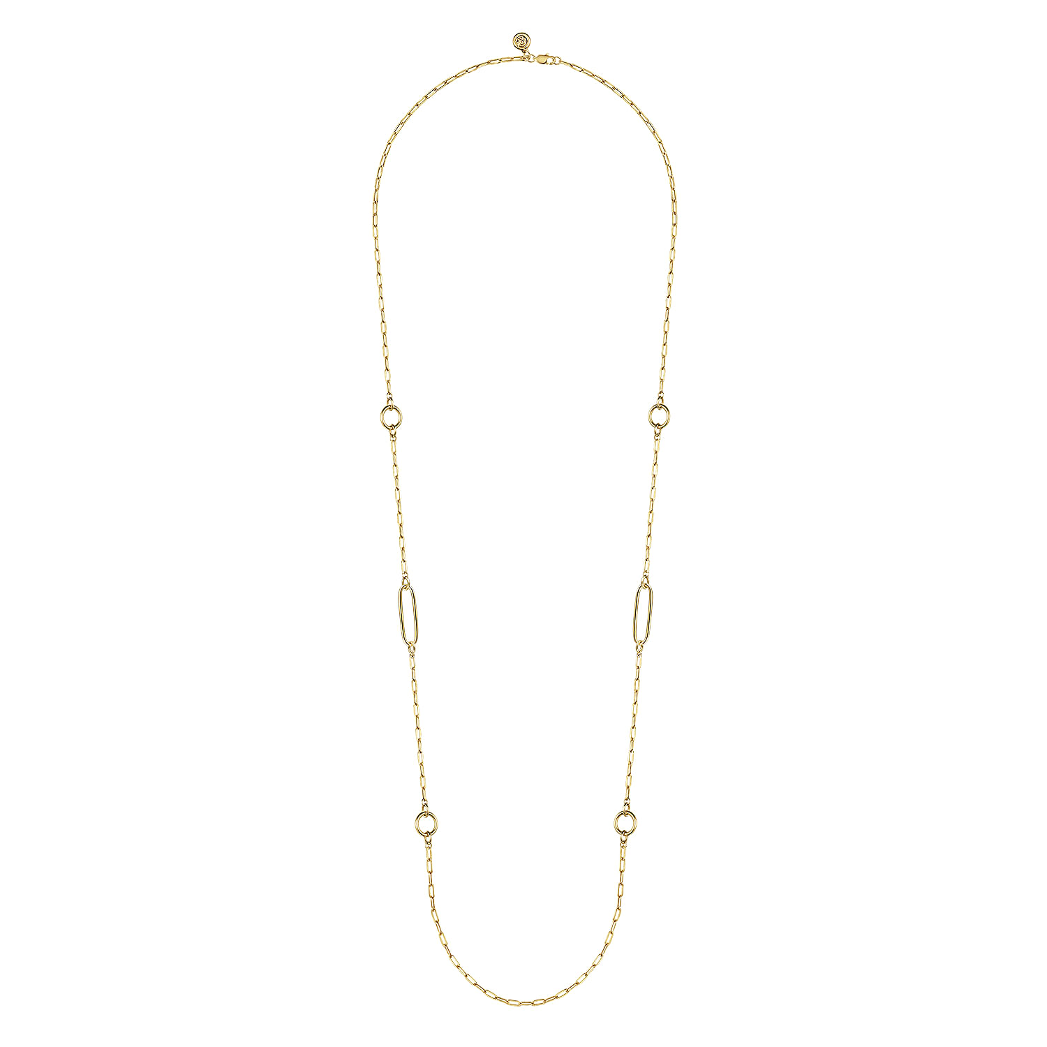 14K Yellow Gold Chain Necklace with Circle Stations
