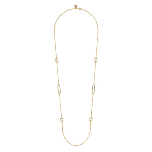 14K Yellow Gold Chain Necklace with Circle Stations