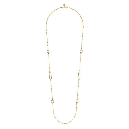 14K Yellow Gold Chain Necklace with Circle Stations