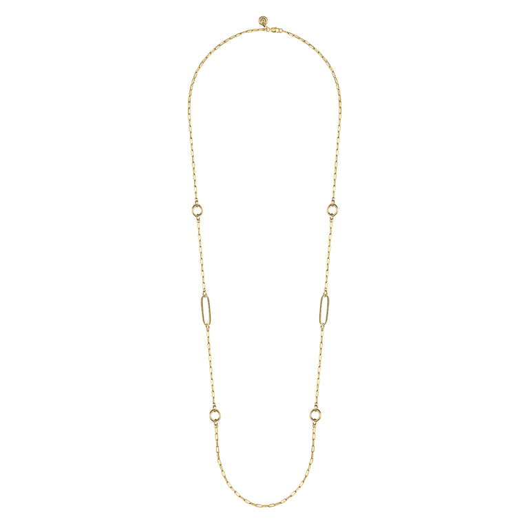 14K Yellow Gold Chain Necklace with Circle Stations - Shot 2