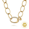 14K Yellow Gold Chain Necklace with Diamond Oval Pendant - 1.35 ct