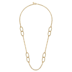 14K Yellow Gold Chain Necklace with Oval Link Stations