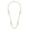 14K Yellow Gold Chain Necklace with Oval Link Stations