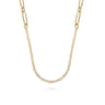 14K Yellow Gold Chain Necklace with Paper Clip Stations
