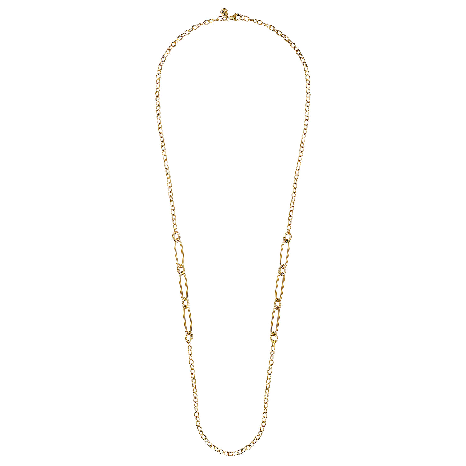 14K Yellow Gold Chain Necklace with Paper Clip Stations - Shot 2