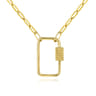 14K Yellow Gold Chain Necklace with Rectangle Drop