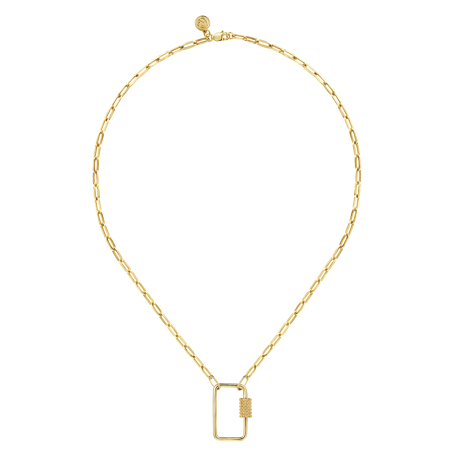 14K Yellow Gold Chain Necklace with Rectangle Drop - Shot 2