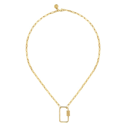 14K Yellow Gold Chain Necklace with Rectangle Drop