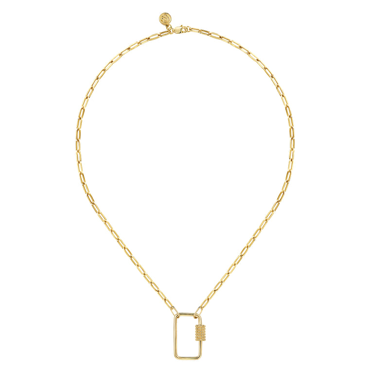 14K Yellow Gold Chain Necklace with Rectangle Drop - Shot 2