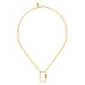 14K Yellow Gold Chain Necklace with Rectangle Drop