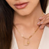14K Yellow Gold Chain Necklace with Rectangle Drop