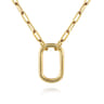 14K Yellow Gold Chain Necklace with Rectangle Drop