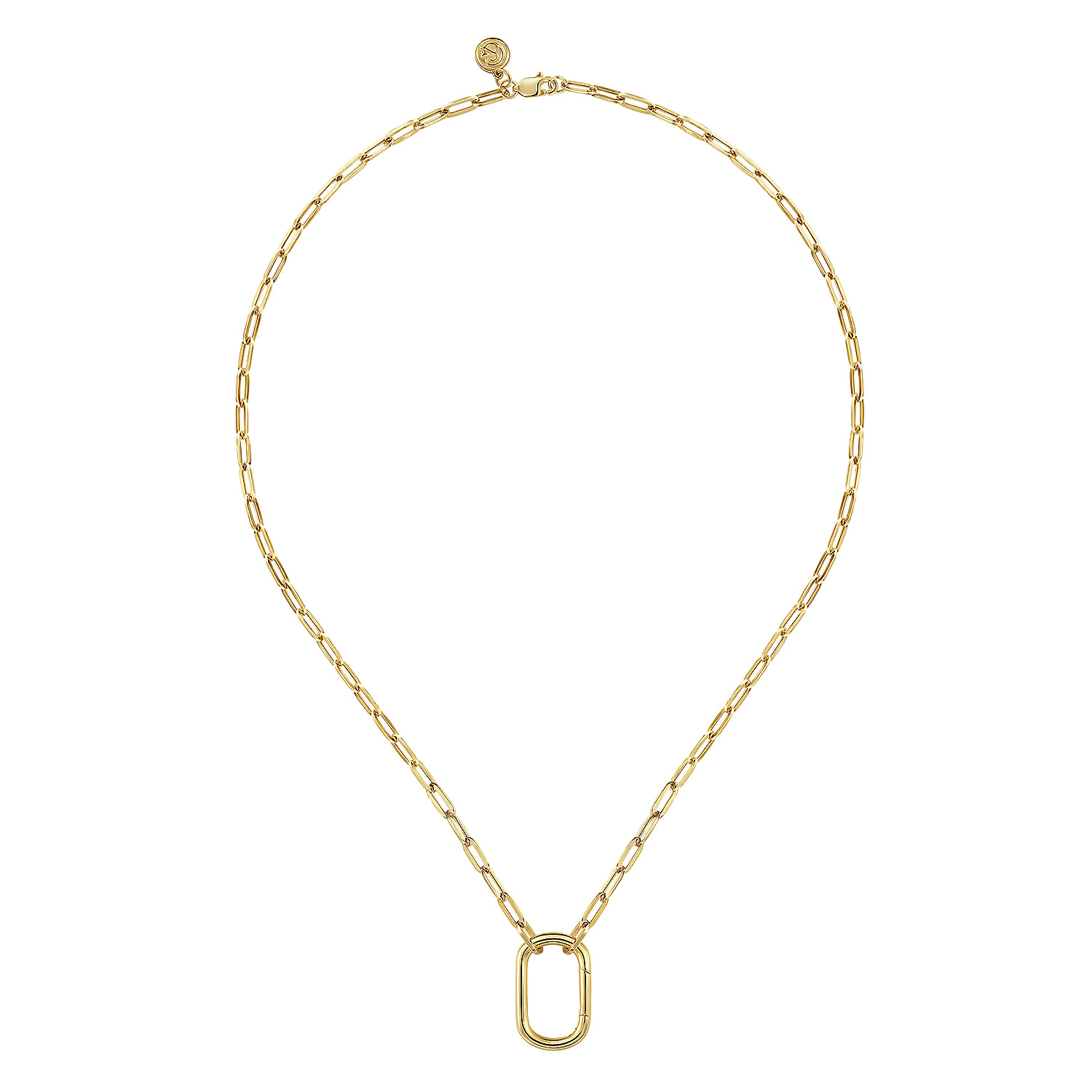 14K Yellow Gold Chain Necklace with Rectangle Drop