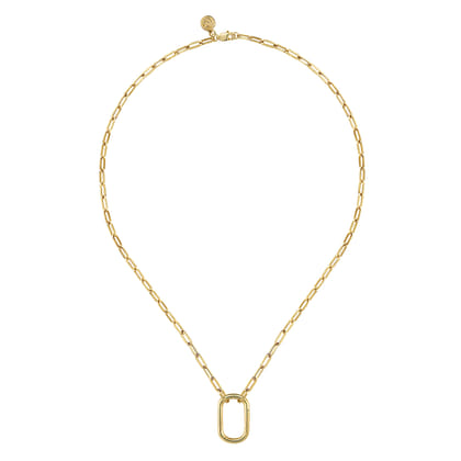 14K Yellow Gold Chain Necklace with Rectangle Drop