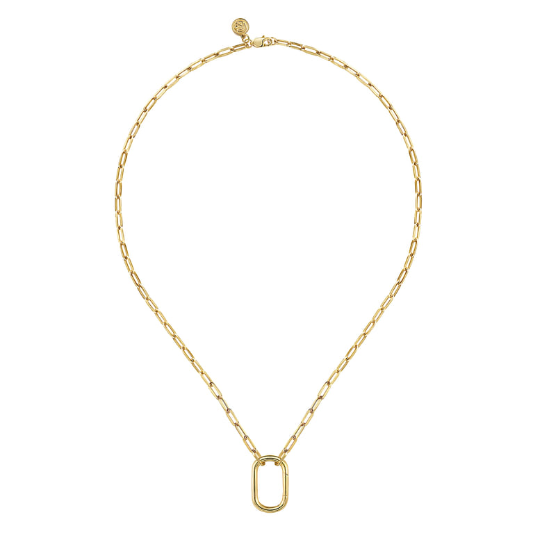 14K Yellow Gold Chain Necklace with Rectangle Drop - Shot 2