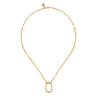 14K Yellow Gold Chain Necklace with Rectangle Drop