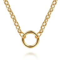 14K Yellow Gold Chain Necklace with Single Circle Station