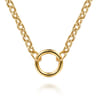 14K Yellow Gold Chain Necklace with Single Circle Station