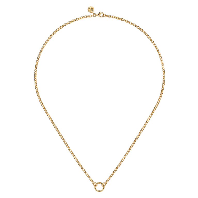 14K Yellow Gold Chain Necklace with Single Circle Station - Shot 2