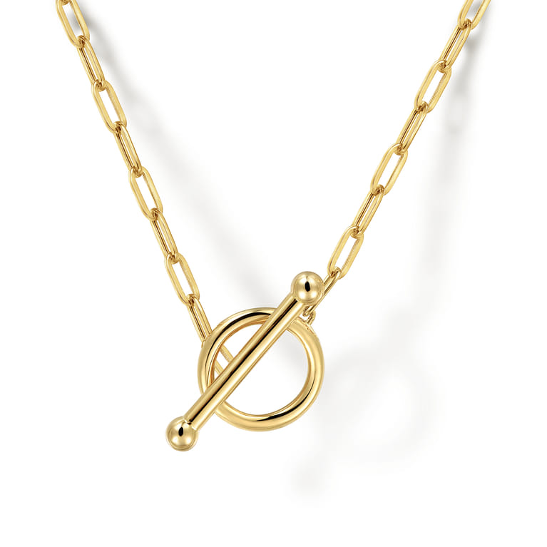14K Yellow Gold Chain Necklace with Toggle - Shot 1