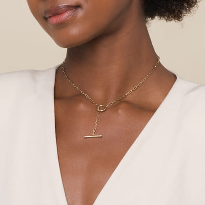 14K Yellow Gold Chain Necklace with Toggle