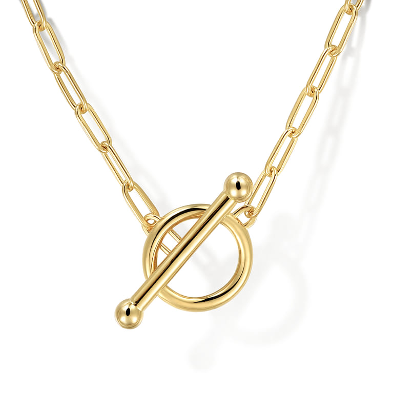 14K Yellow Gold Chain Necklace with Toggle - Shot 1