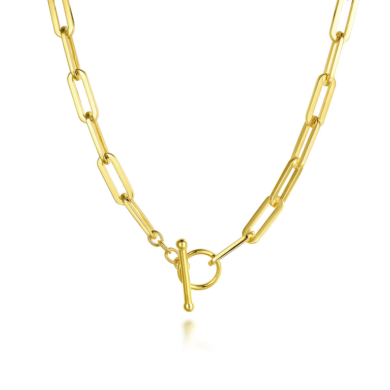 14K Yellow Gold Chain Necklace with Toggle - Shot 1