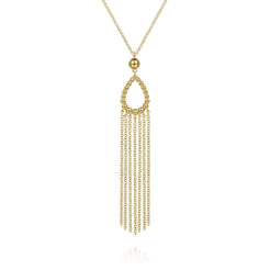 14K Yellow Gold Chain Tassel Pendant Necklace