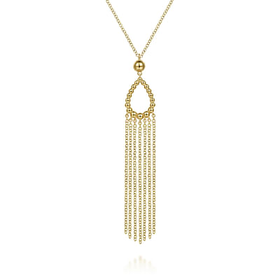 14K Yellow Gold Chain Tassel Pendant Necklace