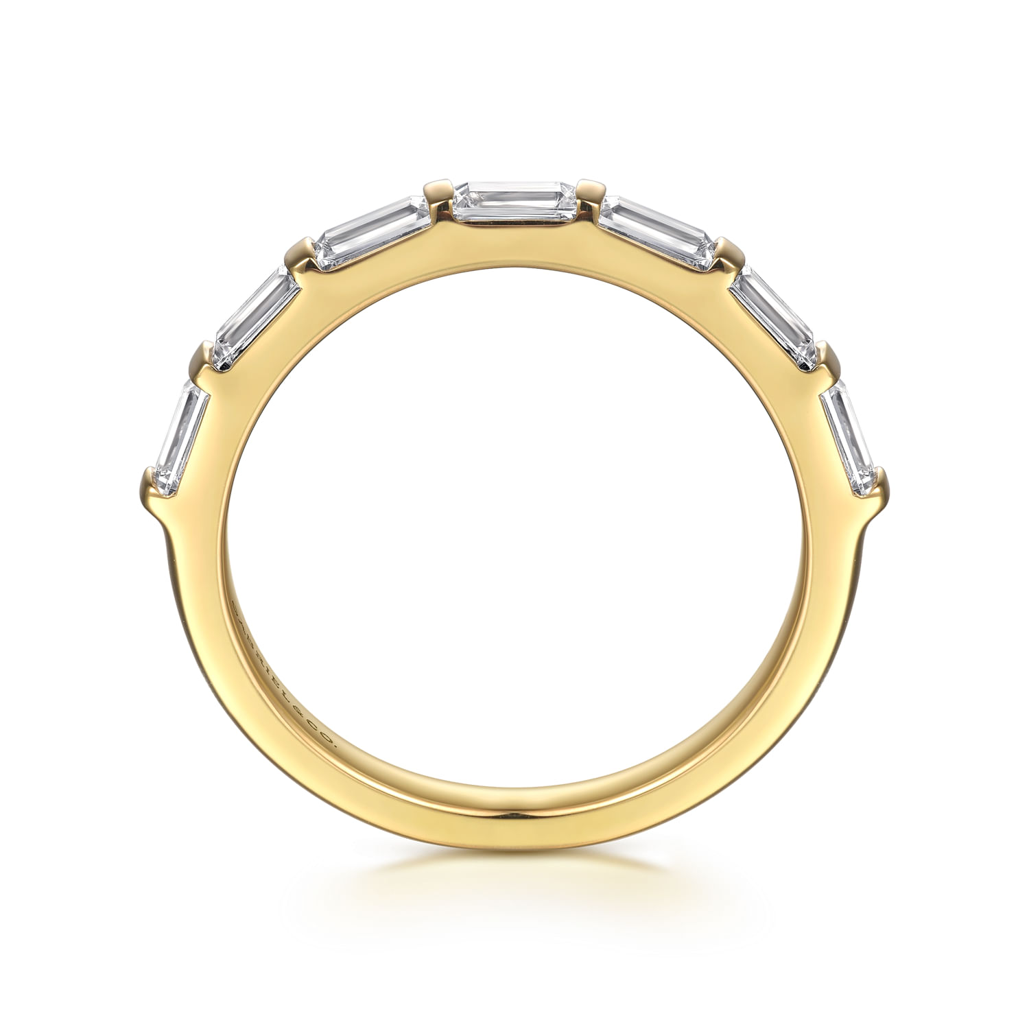 14K Yellow Gold Channel Baguette 7 Stone Diamond Anniversary Band