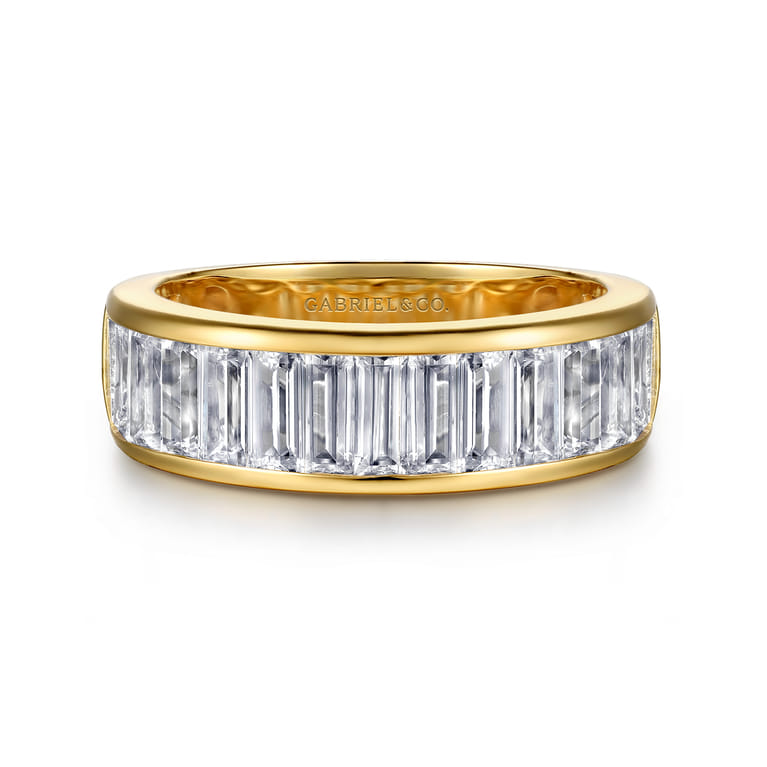 Fancy Wedding Ring in 14k Yellow Gold with Baguette Natural Diamond at Gabriel & Co. - Shot 1